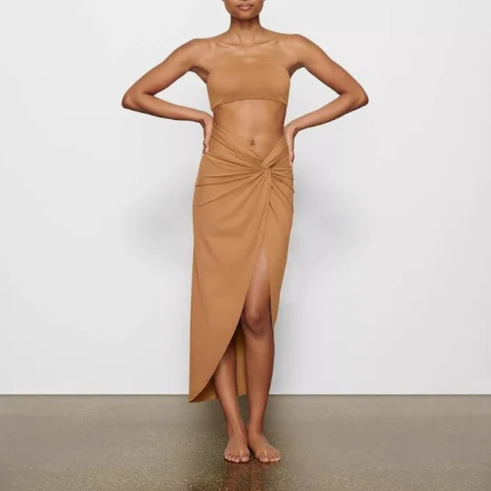 Skims Swim Sarong Maxi Skirt Coverup in Almond size 2x